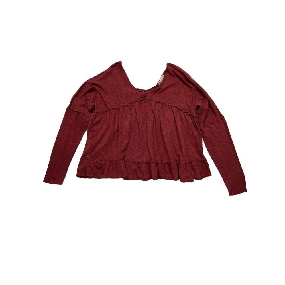 Altar'd State Burgundy Long Sleeve Cropped Top Size XS